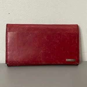 Tumi Full Size Bifold Red Leather Snap Wallet